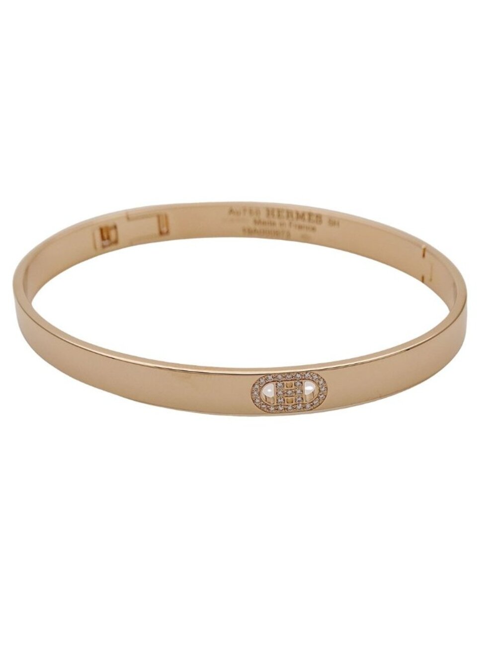 Hermes Bracelet H D'ancre PM Bangle 750 Pink Gold Diamond